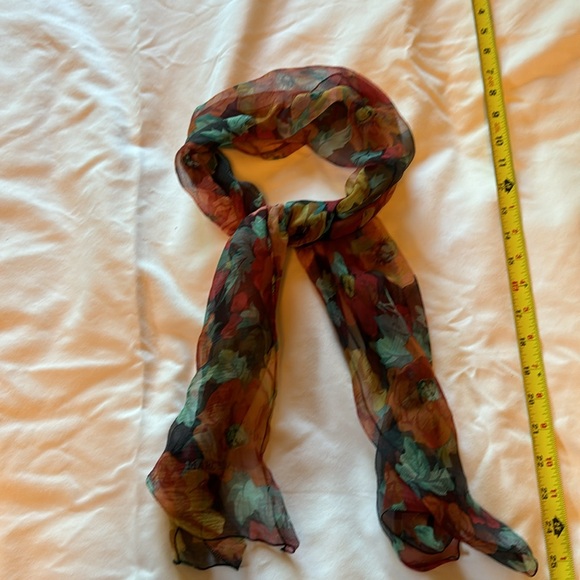 Marc Rozier Paris - Floral Scarf in Autumn Colors 52" long 14.25" wide. - Picture 3 of 5